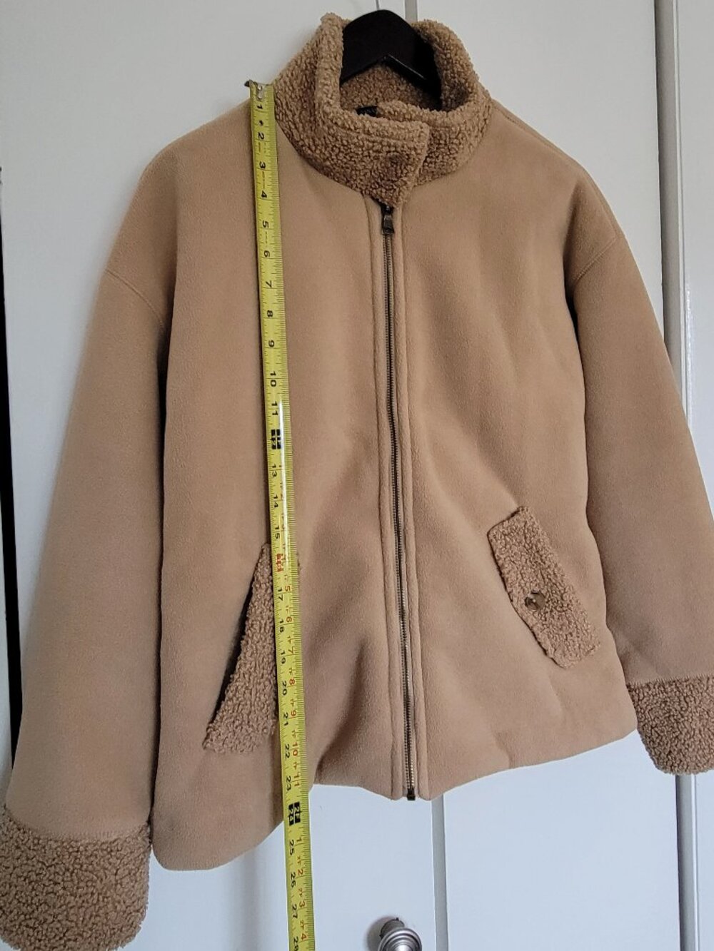 Banana Republic - faux sherpa bomber jacket, size medium, tan/camel - Picture 6 of 8